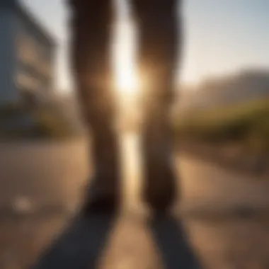 Person walking towards the sunrise