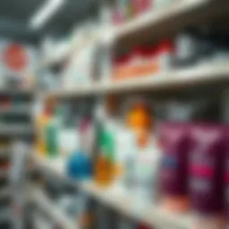 Variety of acne scar treatment products on a store shelf