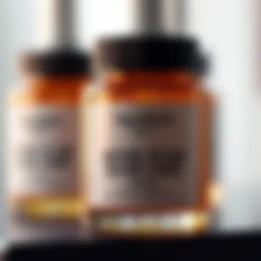 Close-up of a serum bottle with active ingredients highlighted