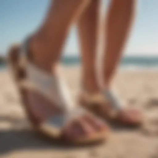 Stylish pair of Vionic sandals on a beach