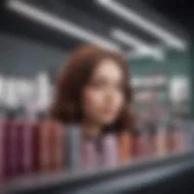 Illustration of ammonia-free hair color products on a display