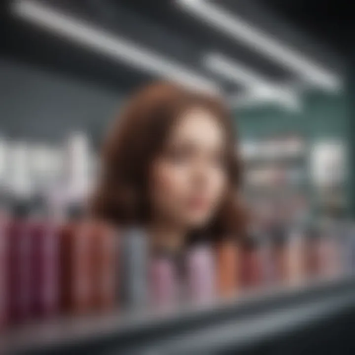 Illustration of ammonia-free hair color products on a display
