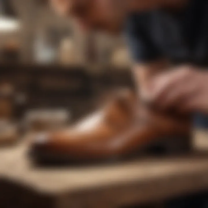 Artisan creating ethically made shoes with precision