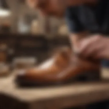 Artisanal Craftsmanship Artisan creating ethically made shoes with precision