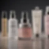 A selection of premium anti-aging facial cleansers arranged aesthetically.