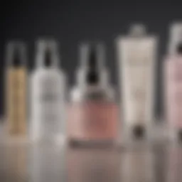 A selection of premium anti-aging facial cleansers arranged aesthetically.