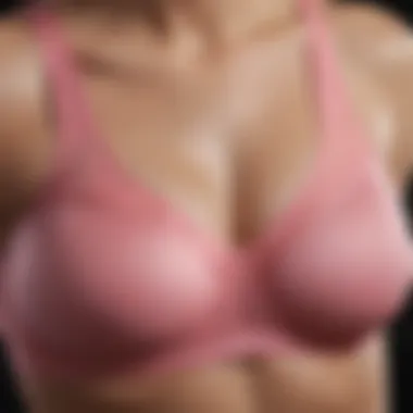 A close-up of a supportive sports bra designed for larger breasts