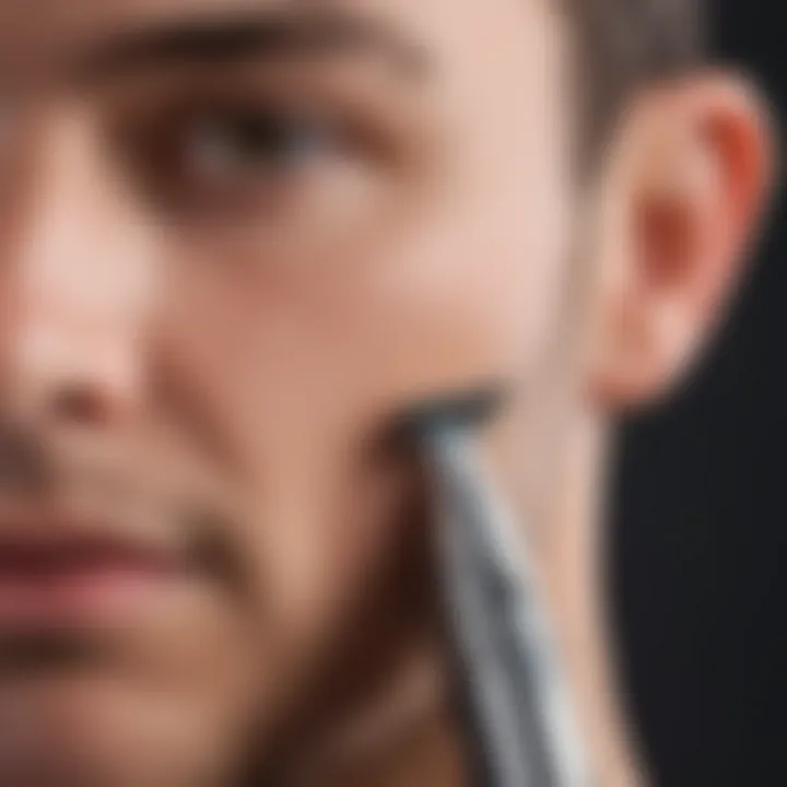 Close-up of a sleek nose hair trimmer showcasing its precision blades