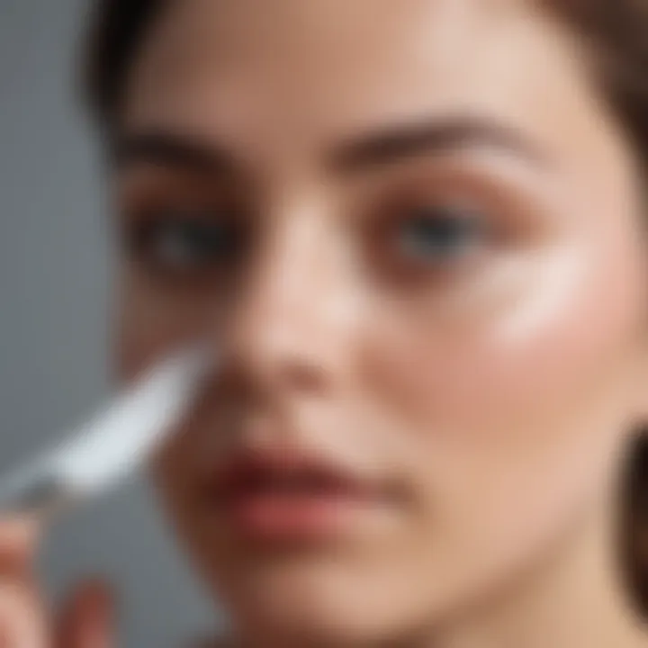 A close-up of a person applying an under-eye mask for rejuvenation