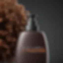 Close-up of a curly hair product bottle showcasing its sleek design