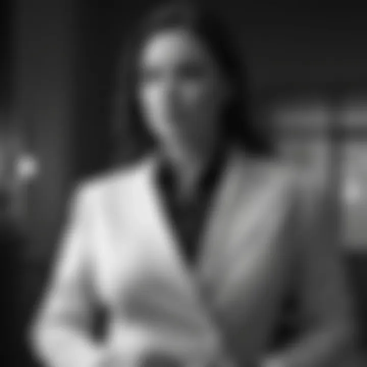 Professional Curvy Woman in Monochrome Power Suit