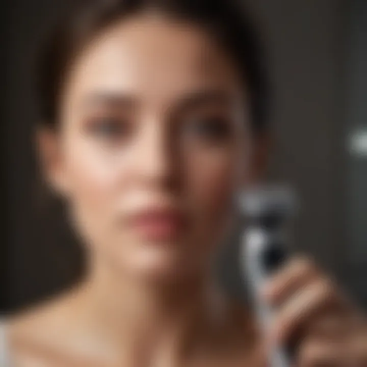 Woman choosing an electric razor