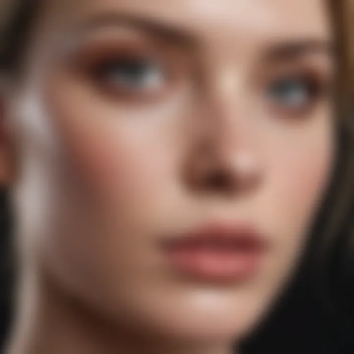 Close-up of flawless makeup on very fair skin