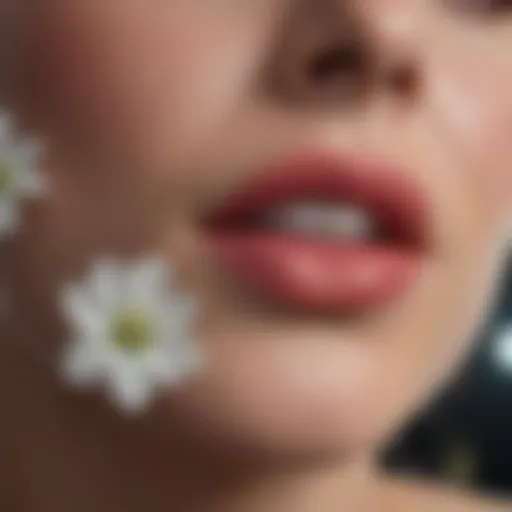 Clear rubber nose stud featuring delicate floral design