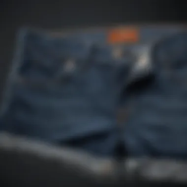 Close-up of perfectly folded denim shorts