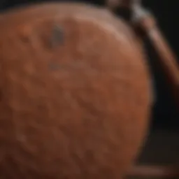 Close-up view showcasing the unique texture of the Coach Round Crossbody Bag