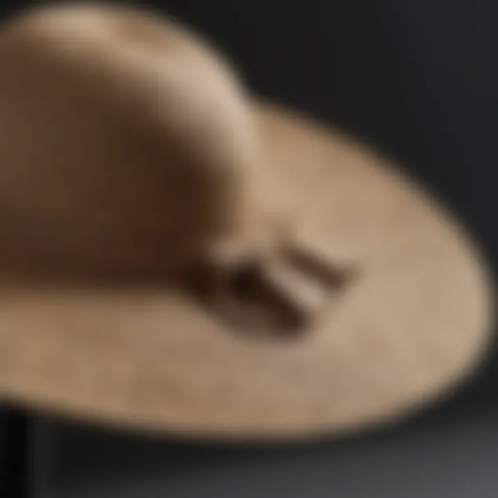 Close-up of sun hat materials showcasing UV protection features