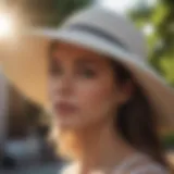 Stylish UV protective sun hat displayed outdoors