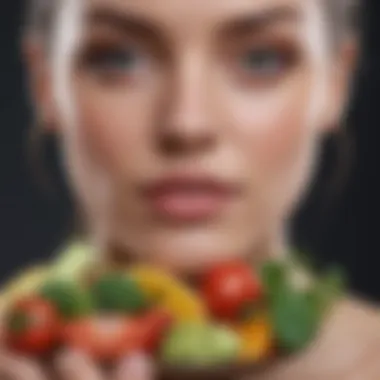 Illustration of a balanced diet supporting skin health