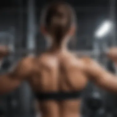 Defined back muscles with barbells