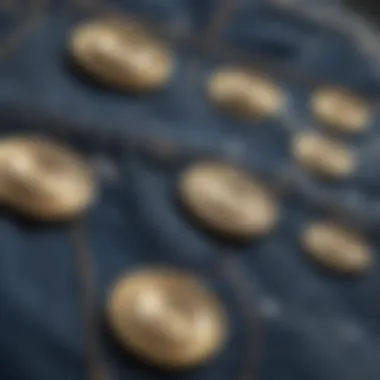 Close-up of artisanal rivets and buttons on denim jeans