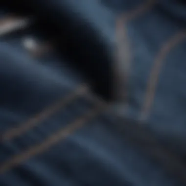 Luxurious indigo denim fabric with intricate stitching