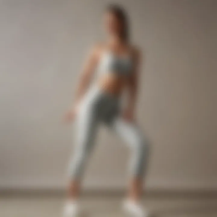 Dynamic movement shot of a woman in cotton-spandex capri leggings