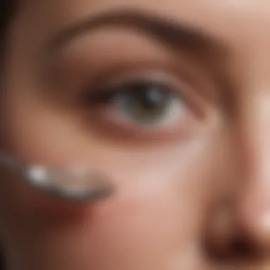 Chilled Spoon Method for Eye Refreshing Chilled spoon resting on eyelids