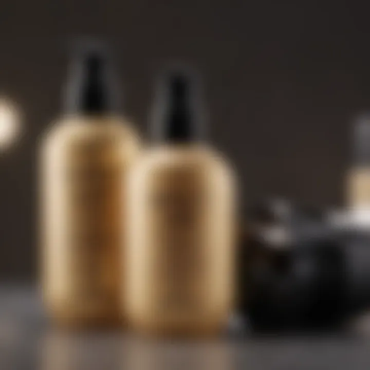 Variety of hair care products arranged aesthetically