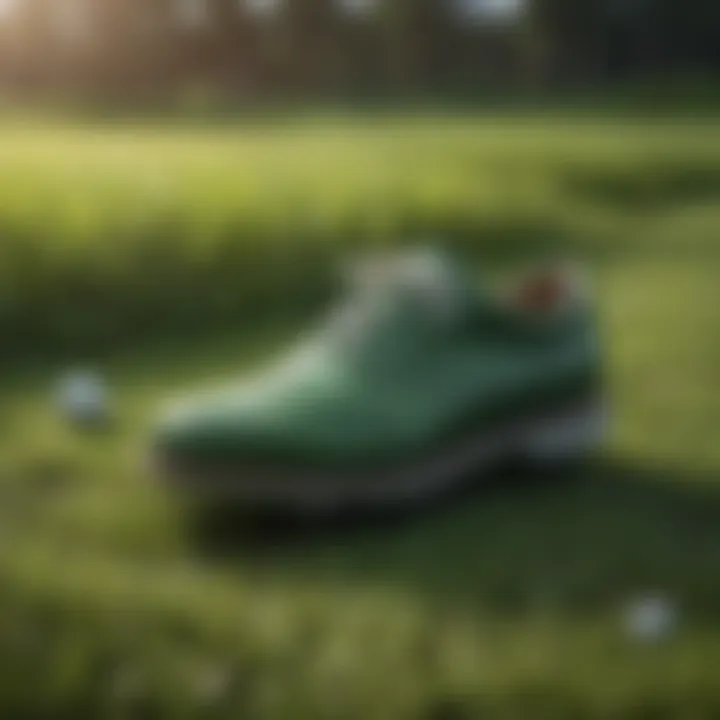 Elegantly Designed Golf Shoe on Green Grass Field