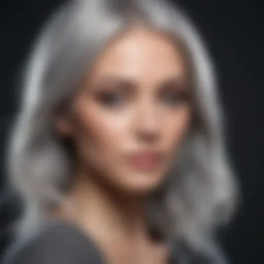 Elegant woman with grey hair flowing naturally