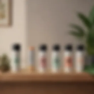 A selection of vegan deodorants on a wooden shelf showcasing natural ingredients.