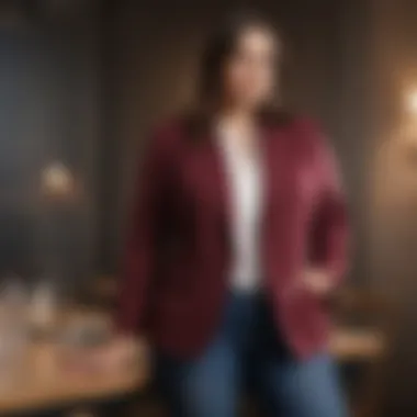 Sophisticated Casual: Tailored Blazer Look Casual plus size ensemble featuring a tailored blazer and jeans