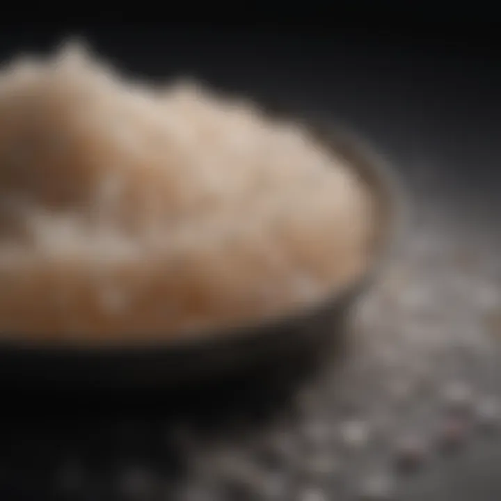 Close-up of natural sugar scrub texture with exfoliating crystals