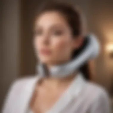 Demonstration of a neck massager on a person in a relaxed setting