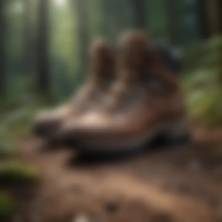 Chic hiking boot on forest trail