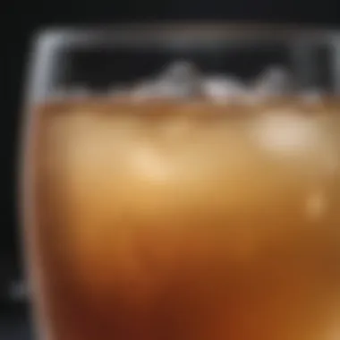 A close-up of probiotic-rich kombucha in a glass with bubbles