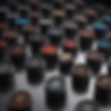 Variety of Black Dip Powder Brands Close-up of black dip powder containers with labels
