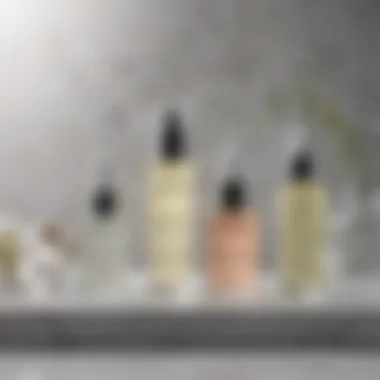 Serum Display: Tretinoin and Retinol A close-up view of tretinoin and retinol serums placed on a marble surface with soft lighting.