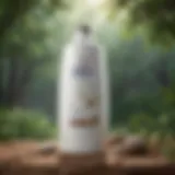 Illustration of Dove shampoo bottle with nature-inspired background