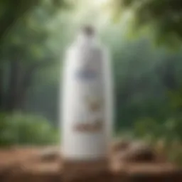 Illustration of Dove shampoo bottle with nature-inspired background