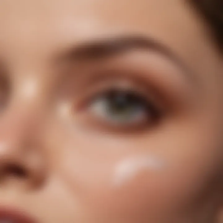 Close-up of a hand applying Farmasi cream eyeshadow on eyelid.