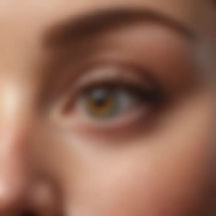 Illustration of the eye area highlighting puffiness and the intended effects of the product