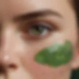 Soothing green under eye patches on a serene surface