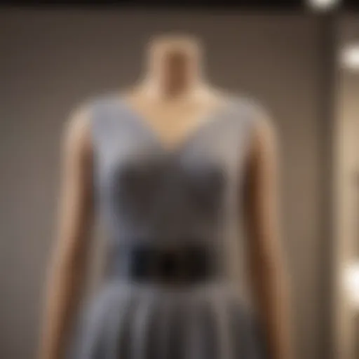 Elegant display of a high waist belt dress on a mannequin