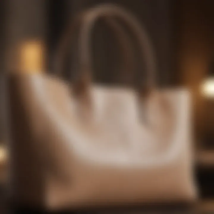 Elegant leather tote bag in neutral tones