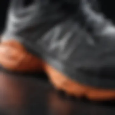 Close-up view of New Balance shoe sole emphasizing traction and durability