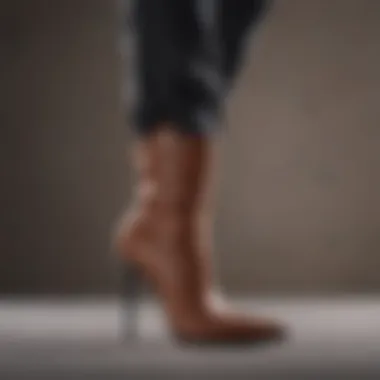 Close-up of the material detailing of Nine West pointed toe boots