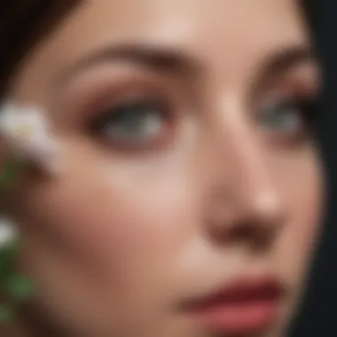 Creative representation of a floral-themed cover accessory for nose piercings