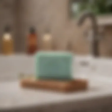 Nubian Bar Soap in a Serene Bathroom Setting A serene bathroom setting featuring Nubian bar soap as a centerpiece